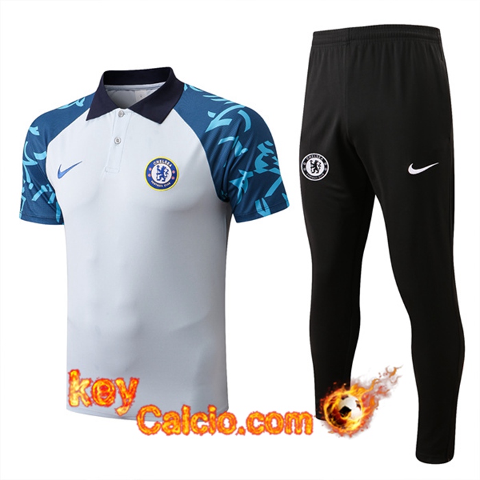 Kit Maglia Polo FC Chelsea Bianco/Blu 2022/2023