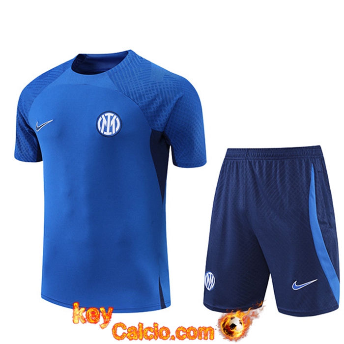 Kit Maglia Allenamento + Pantaloncini Inter Milan Blu 2022/2023