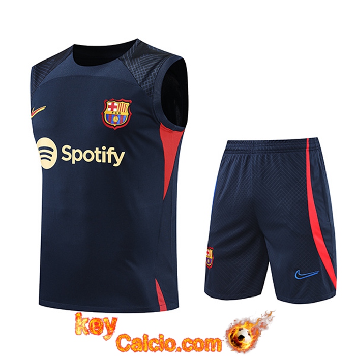 Kit Canotta Allenamento + Pantaloncini FC Barcellona blu navy 2022/2023