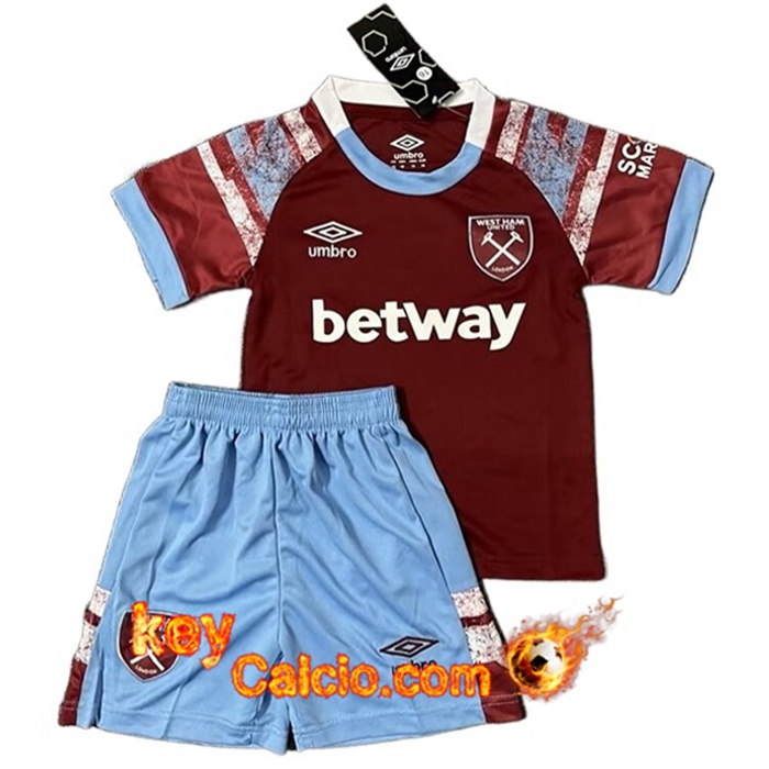 Nuova Maglie Calcio West Ham Bambino Prima 2022/2023