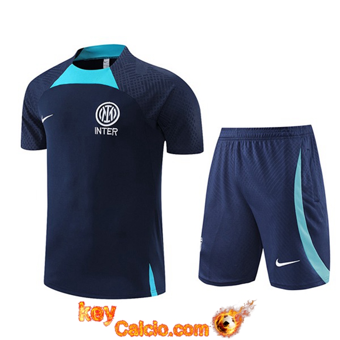 Insieme T Shirt Allenamento + Pantaloncini Inter Milan Blu Navys 2022/2023