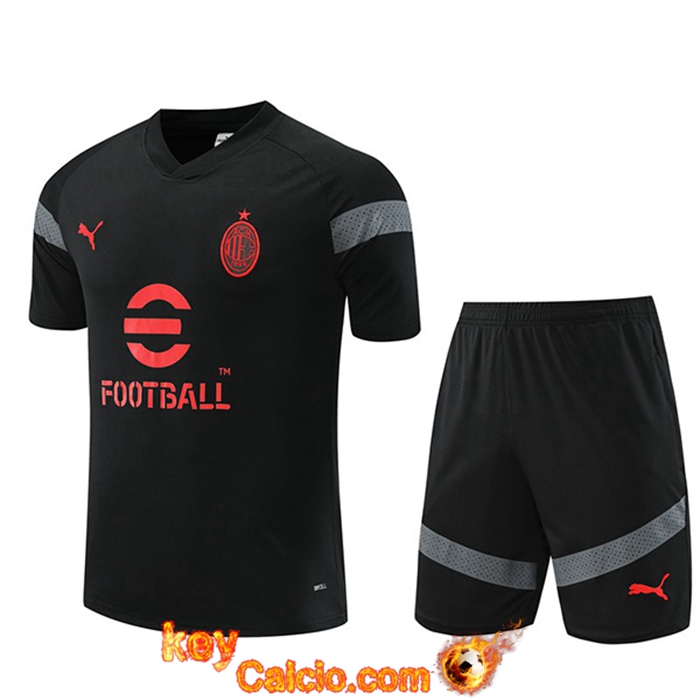 Insieme T Shirt Allenamento + Pantaloncini AC Milan Nero 2022/2023